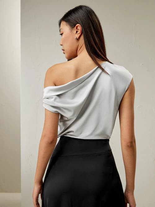 Shop Lilysilk Boat Neck Silk Top In Silvergray