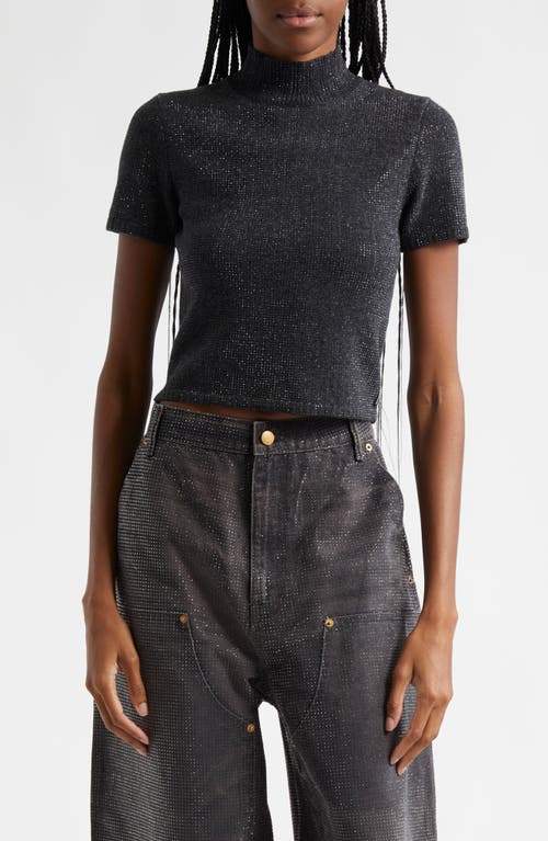 Shop Alexander Wang Hotfix Crystal Wool Blend Sweater In Charcoal