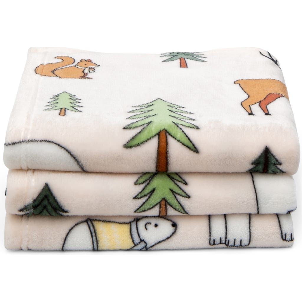 Woven & Weft Holiday Print Plush Velvet Throw Blanket In Wildlife