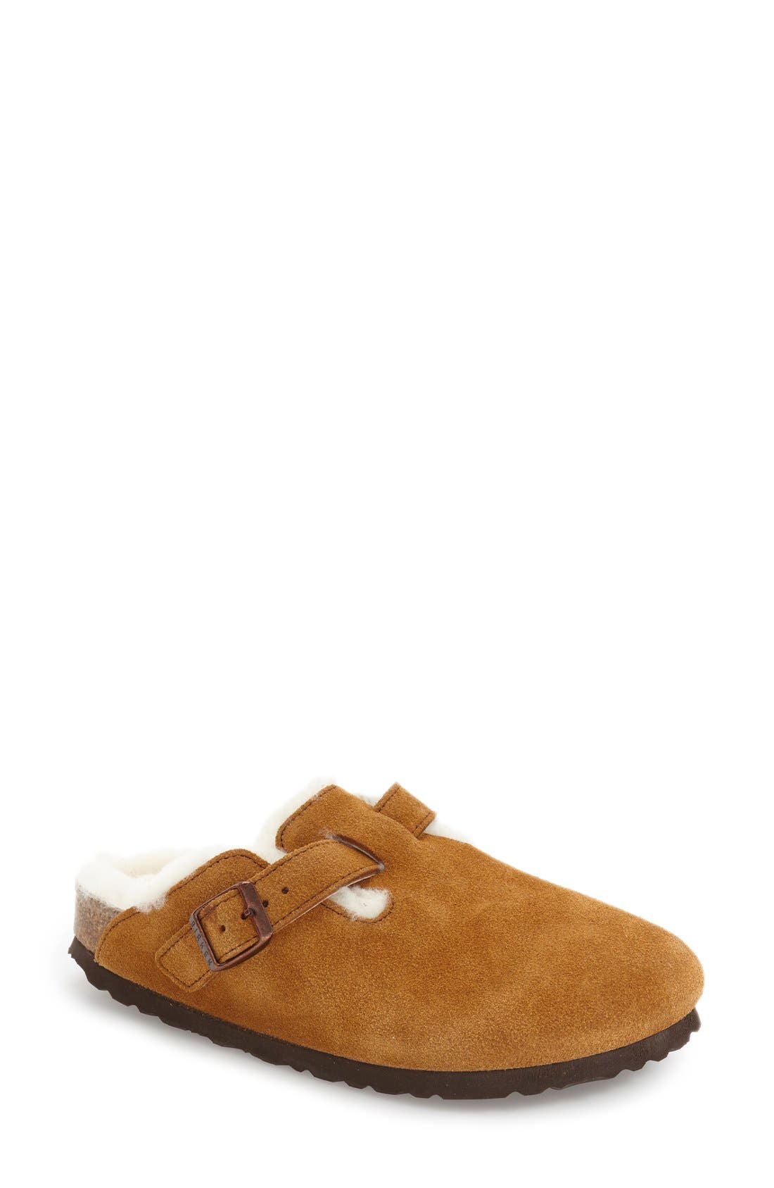 birkenstock boston wool lined mules in mink