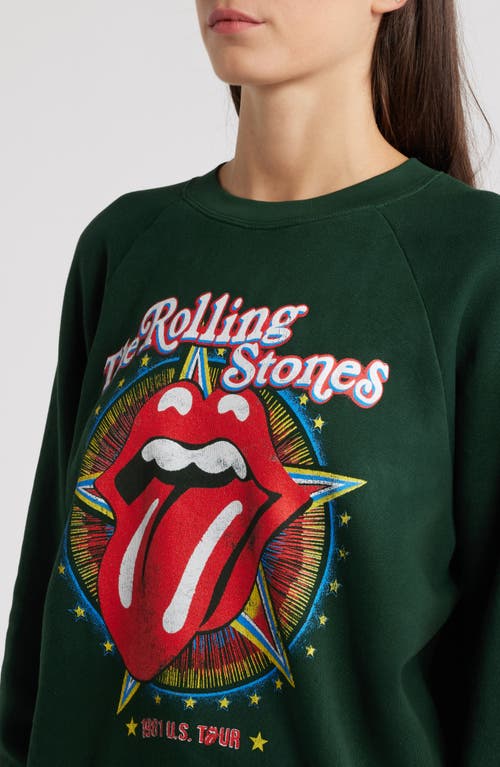 Shop Daydreamer Rolling Stones Fleece Graphic Sweatshirt In Vintage Green