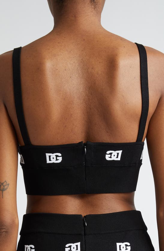 Dolce & Gabbana Dolce&gabbana Logo Monogram Bralette Crop Top In Nero/ Bianco