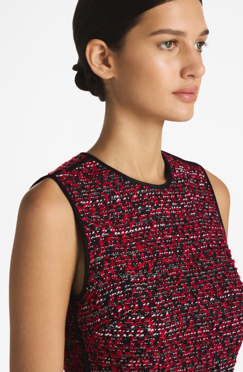 Shop St John St. John Collection Metallic Bouclette Tweed Sleeveless Sheath Dress In Crimson/black Multi