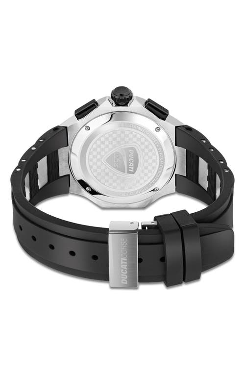 Ducati Corse Motore Chronograph Silicone Strap Watch, 49mm In Black/silver