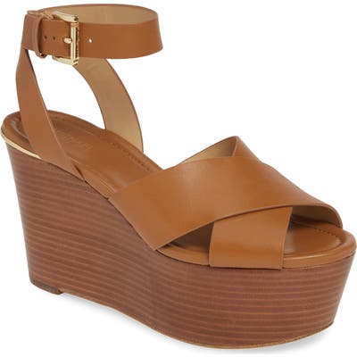 Michael Michael Kors Abbott Platform Wedge Sandal, Brown
