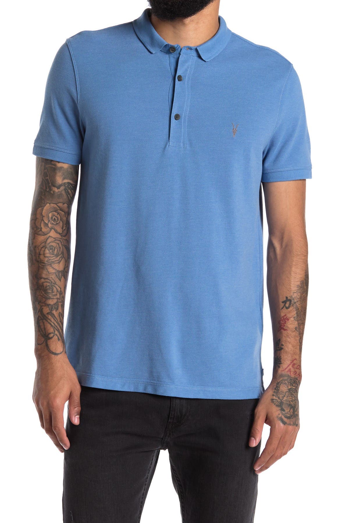 Allsaints Reform Slim Fit Polo Shirt In Open Blue11