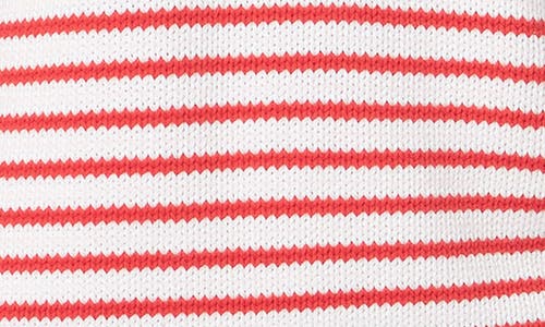 English Factory Stripe Puff Sleeve Sweater In Red Stripe In Off White/red