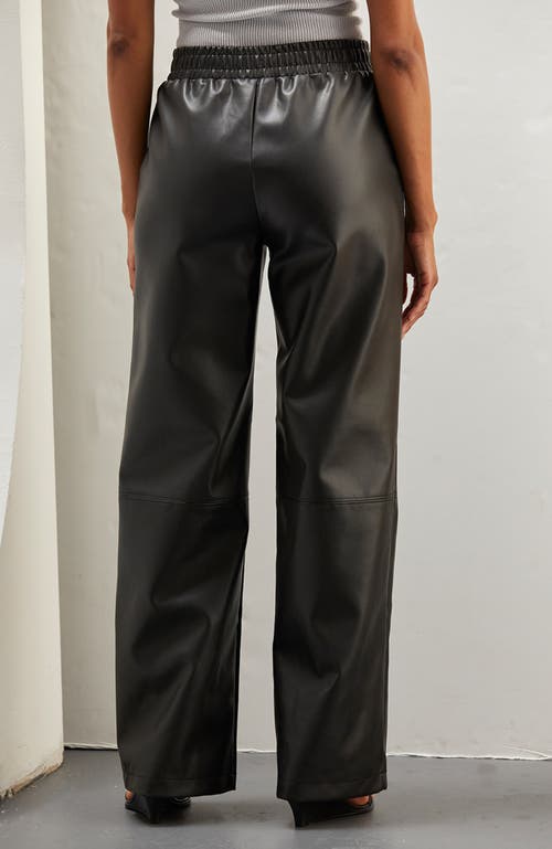 Crescent Faux Leather Straight Leg Pants In Black