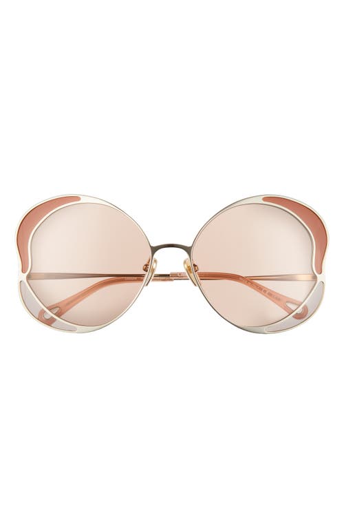 Chloé 60mm Round Sunglasses In Gold/pink