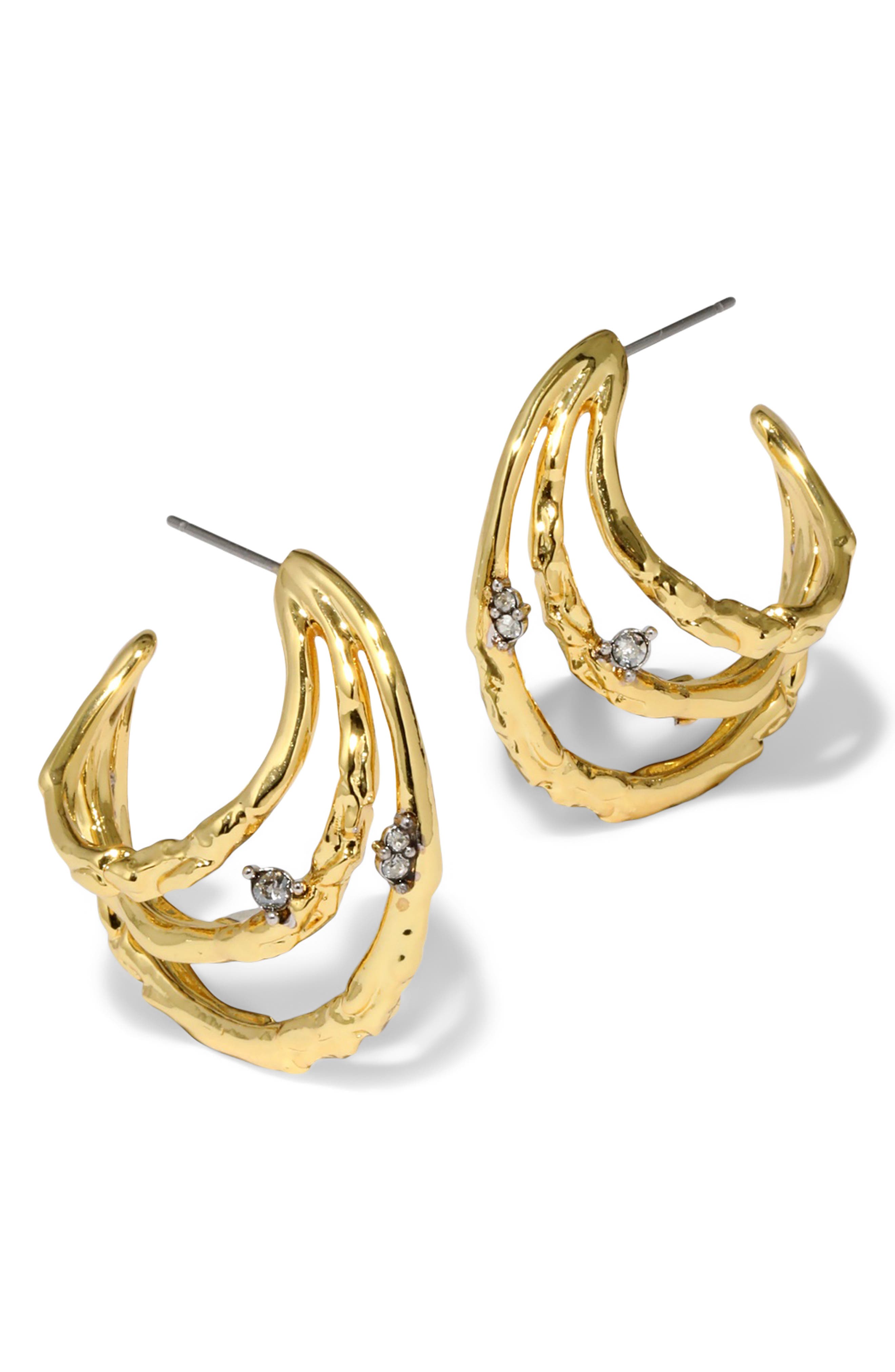 Alexis Bittar Brut Thorn Orbital Hoop Earrings in Gold Crystals 