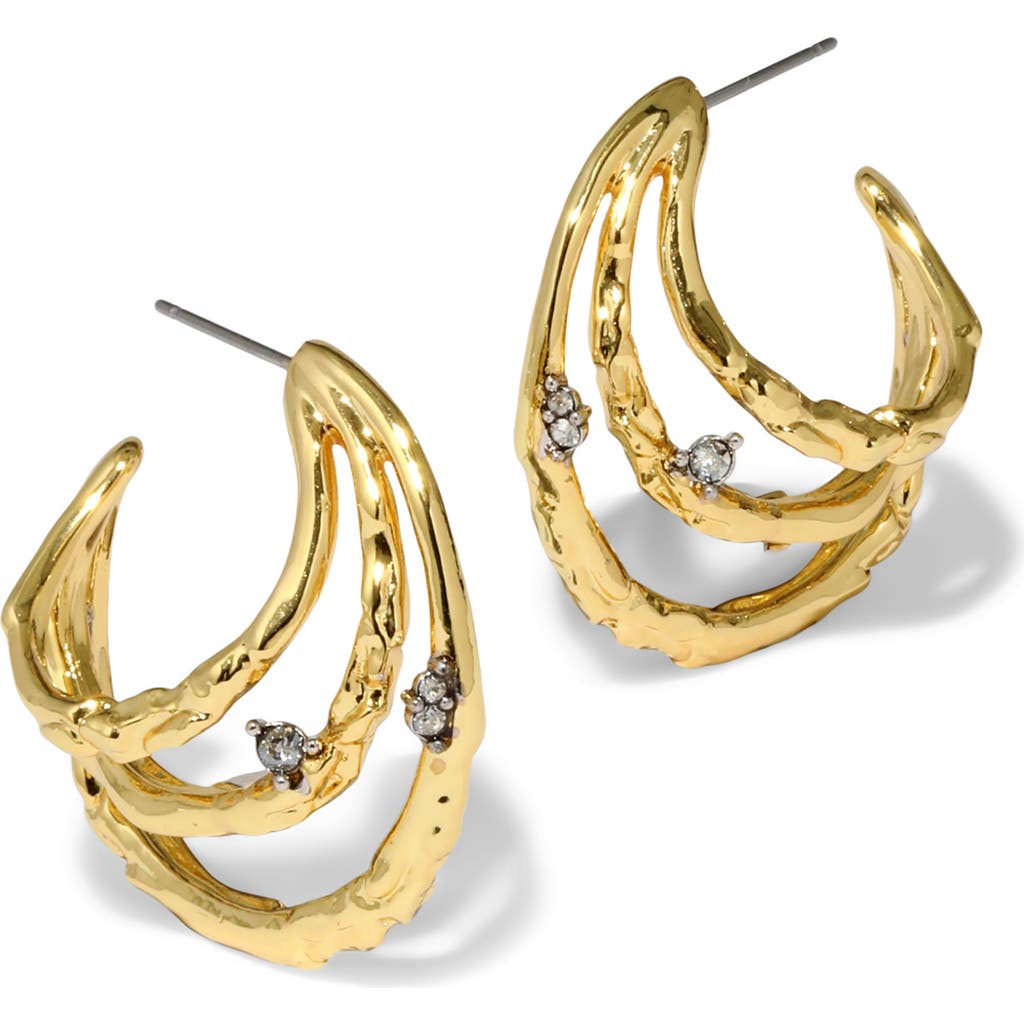Alexis Bittar Brut Thorn Orbital Hoop Earrings in Gold Crystals