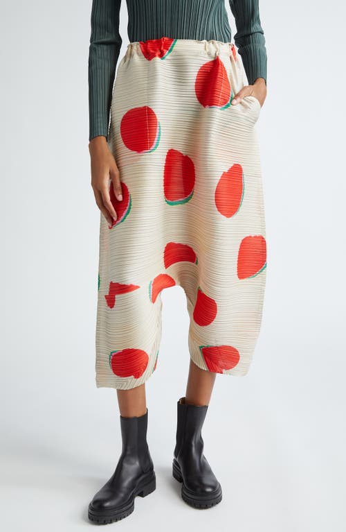Pleats Please Issey Miyake Bean Dots Pleated Crop Pants Red at Nordstrom,