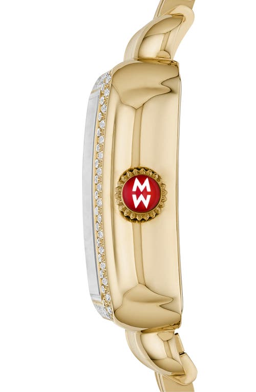 Shop Michele Deco Madison Diamond Dial Two-tone Bracelet Watch, 33mm In Gold/silver