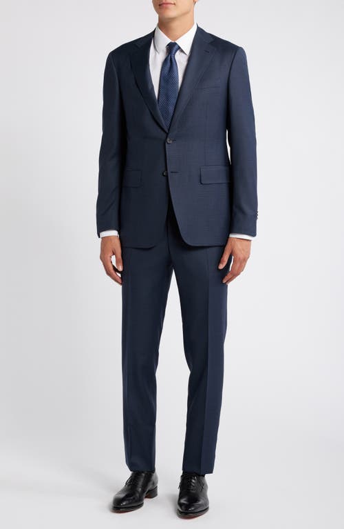 Shop Canali Kei Trim Fit Navy Wool Suit In Dark Blue