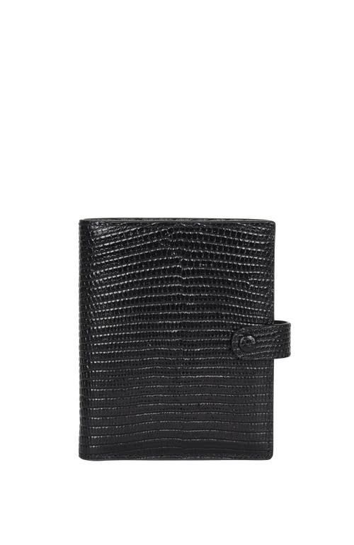 Hyer Goods Upcycled Leather Passport Wallet With Zipper Coin Pocket In Black Lizard