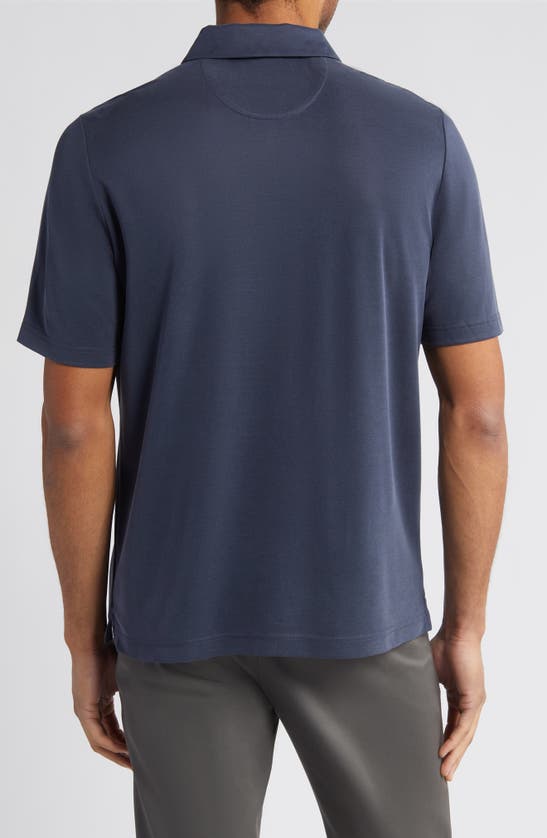 Johnston & Murphy Bird's Eye Quarter Zip Polo In Navy