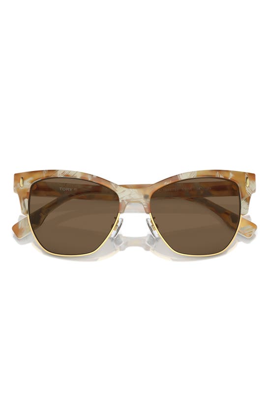 Shop Tory Burch 53mm Cat Eye Sunglasses In Dark Brown