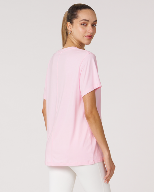 Shop Rebody Active Rebody Essentials Oversized Short Sleeve Top In Pink