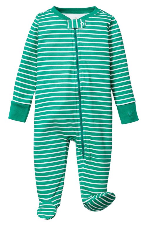 Shop Petite Plume Cotton Fitted Footie In Green