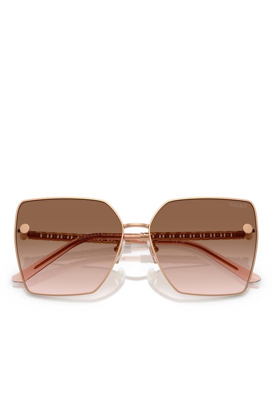 Versace 63mm Oversize Gradient Square Sunglasses In Rose Gold
