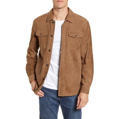 Peter Millar Suede Shirt Jacket, Brown