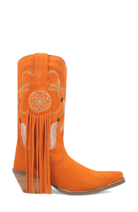 Dingo Day Dream Fringe Embroidered Western Boot In Orange