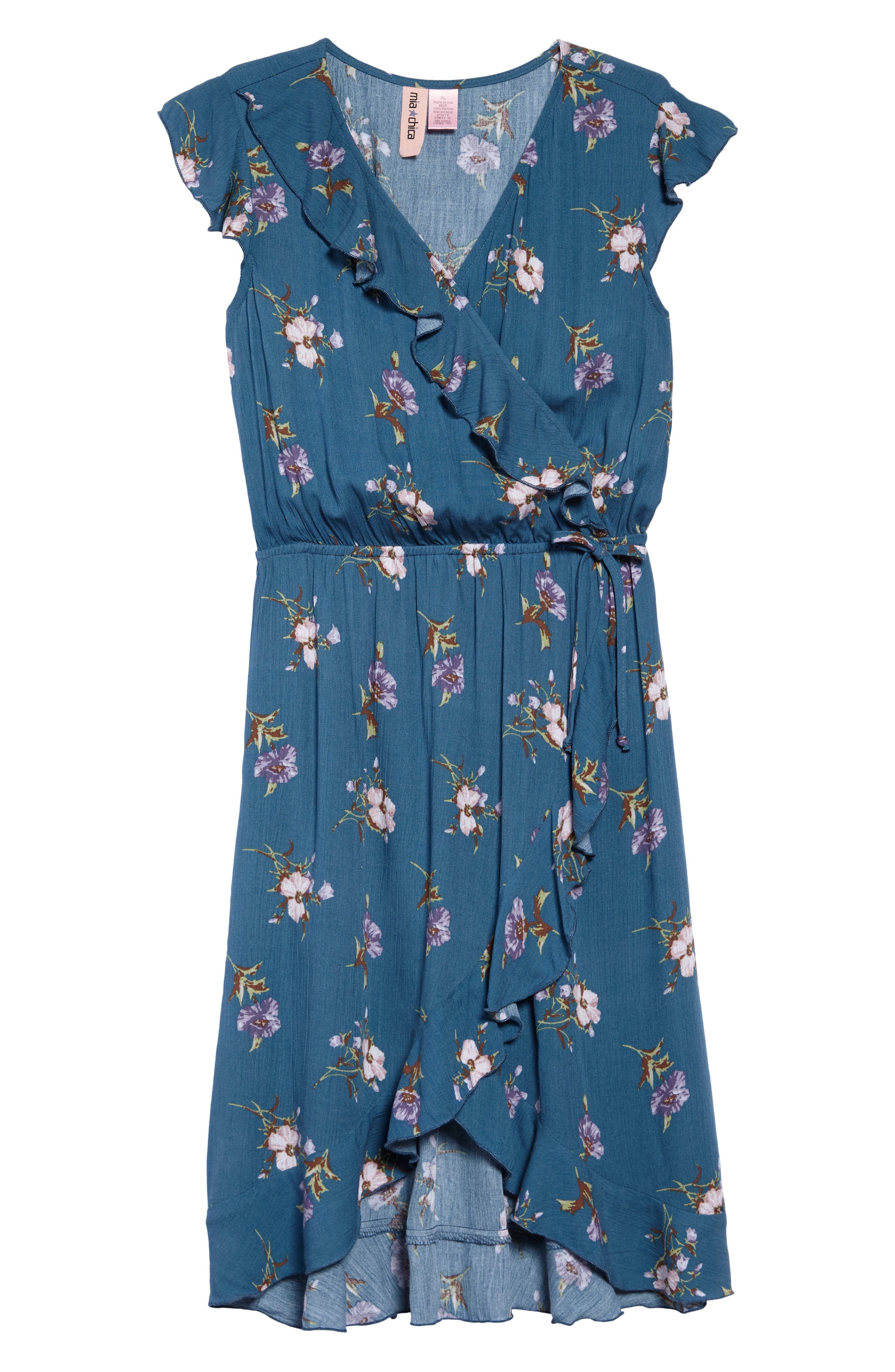 mia navy floral wrap dress