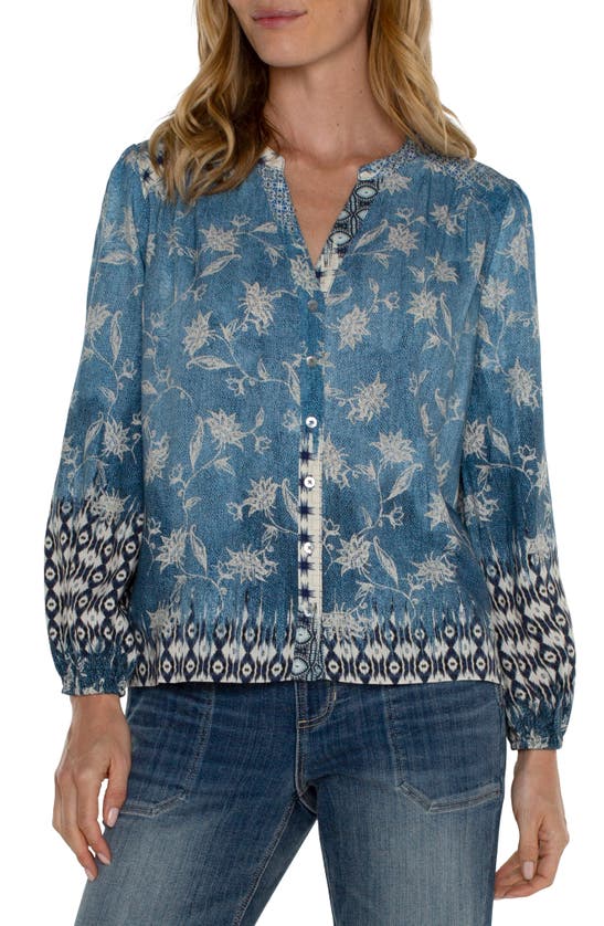 Shop Liverpool Los Angeles Floral Print Button Front Shirt In Patchwork Floral