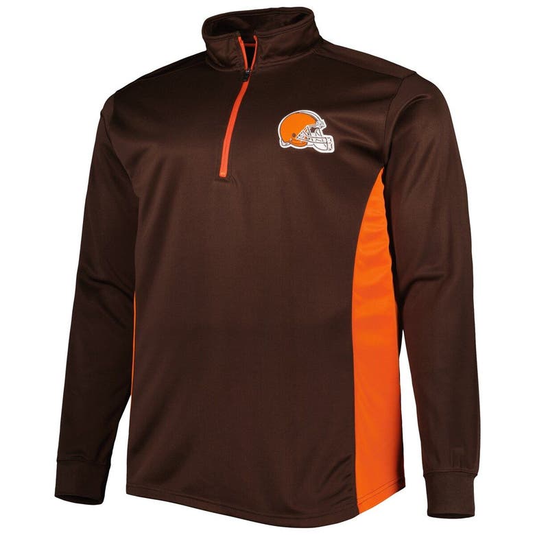 Profile Brown Cleveland Browns Big & Tall Quarter-zip Top