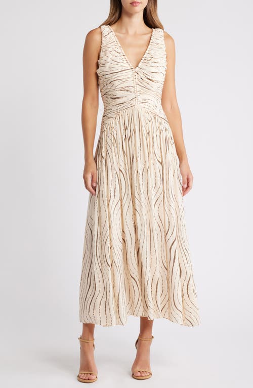 Shop Parker Rae Gathered Sleeveless Maxi Dress In Otter Brown