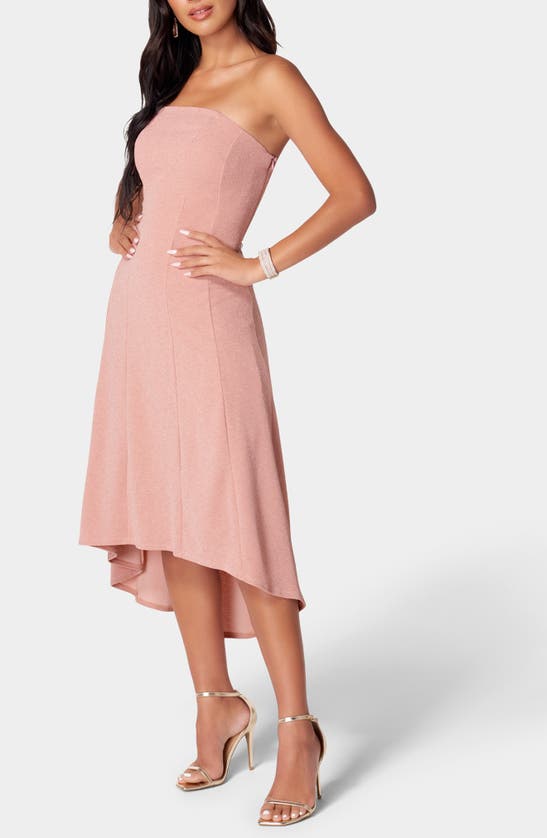 Shop Bebe Strapless High-low Dress In Rose