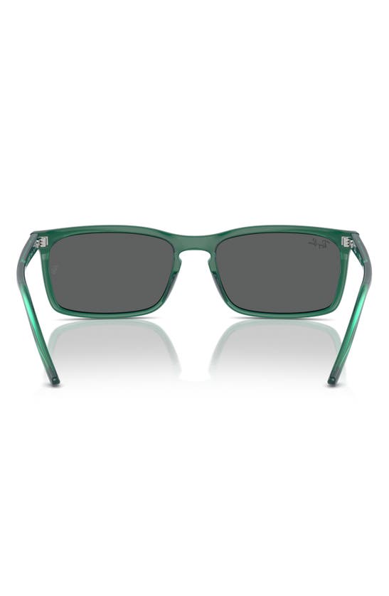 Shop Ray Ban Ray-ban 56mm Rectangular Sunglasses In Transparent Green