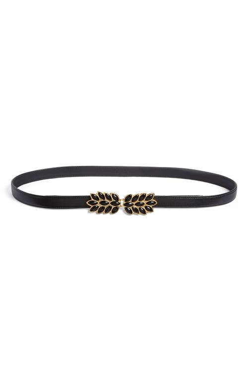 Raina Floral Buckle Leather Belt in Black at Nordstrom