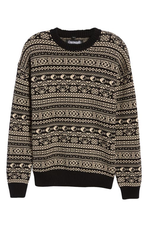 Shop Schott Nyc Bear Motif Fair Isle Sweater In Beige/black