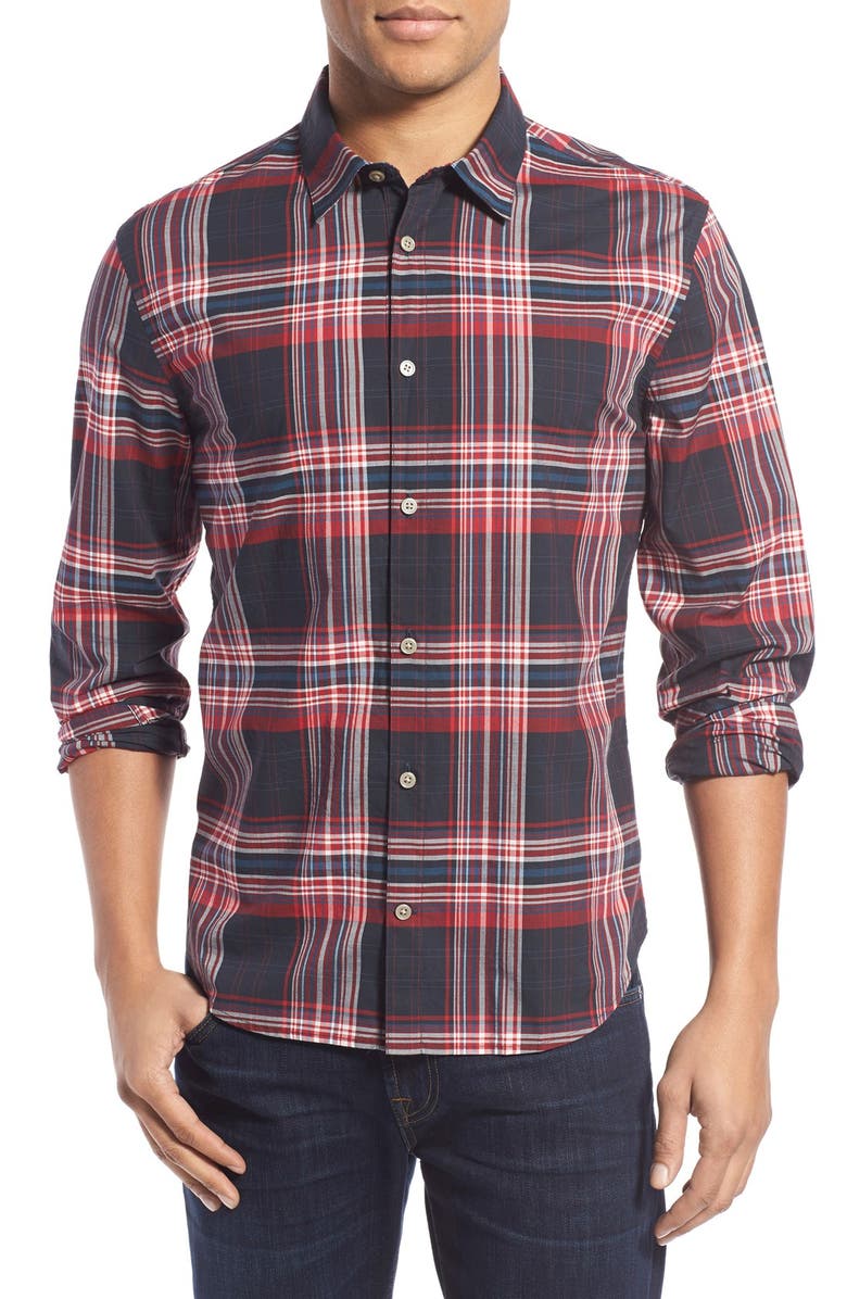 John Varvatos Star USA Slim Fit Long Sleeve Plaid Sport Shirt | Nordstrom
