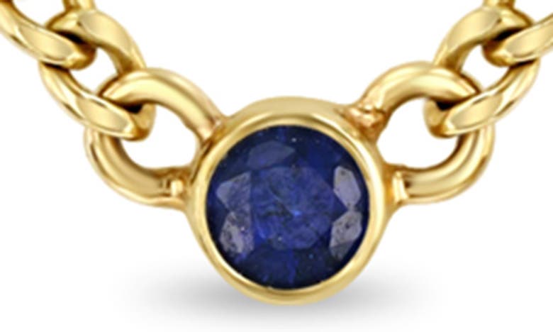 Shop Zoë Chicco Bezel Blue Sapphire Pendant Necklace In Yellow Gold