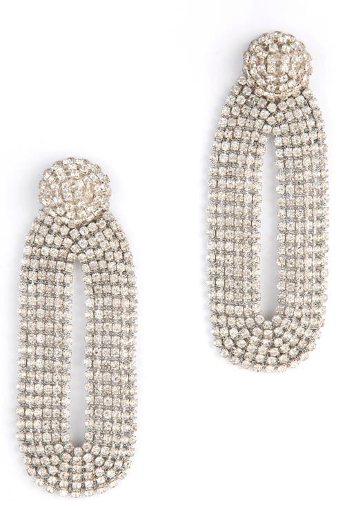 Deepa Gurnani Bianca Crystal Drop Earrings in Silver