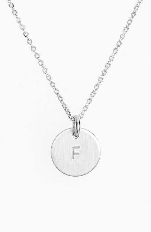 Sterling Silver Initial Mini Disc Necklace in Sterling Silver F