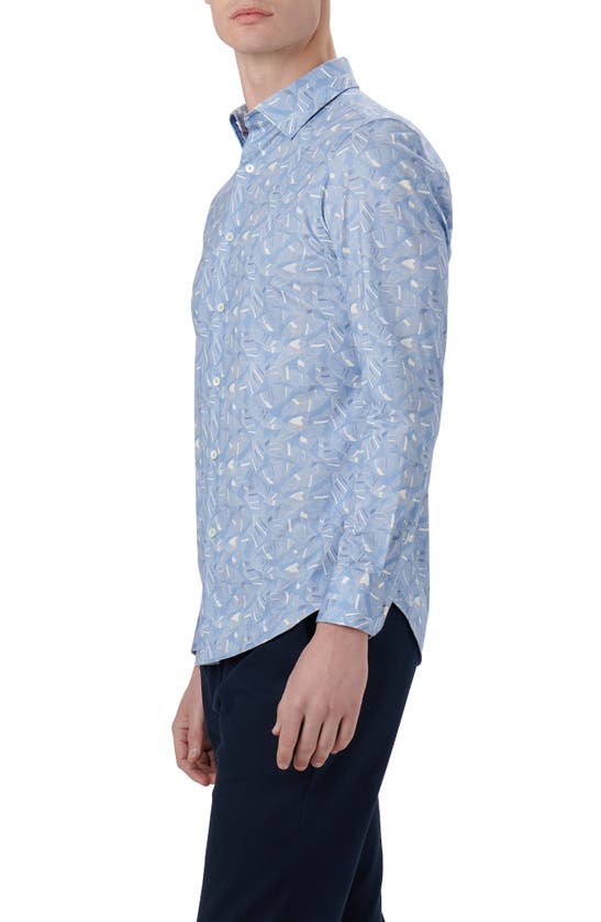 Shop Bugatchi Ooohcotton® James Leaf Print Button-up Shirt In Air Blue