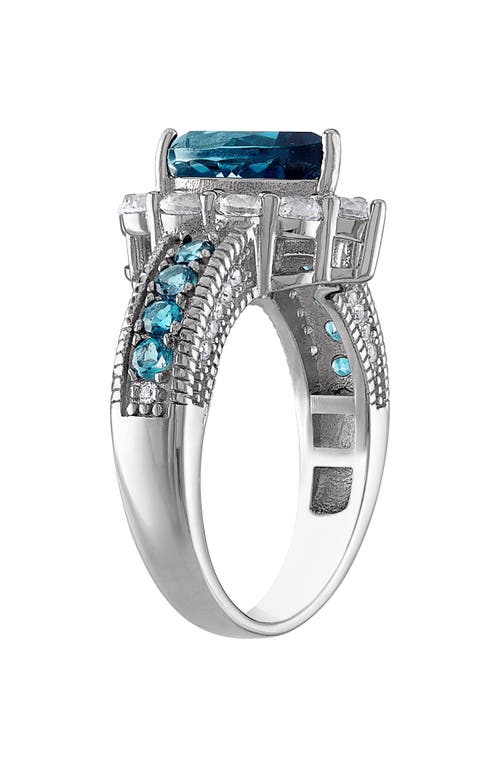 Fzn Sterling Silver London Blue Topaz & Cz Ring In Silver/blue Topaz