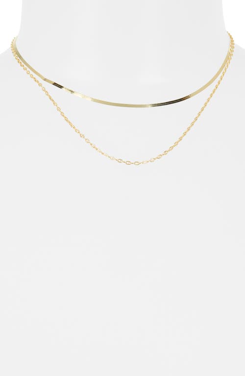 Argento Vivo Sterling Silver Herringbone Layered Chain Necklace In Gold