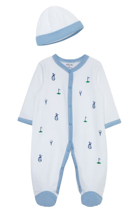 Fore! Golf Embroidered Cotton Footie & Hat Set (Baby) (Nordstrom Exclusive)