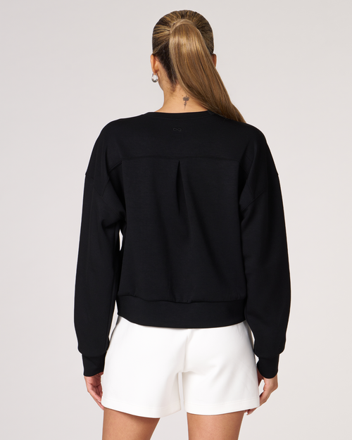 Shop Rebody Active Essential Scuba Crewneck Sweatshirt In Black