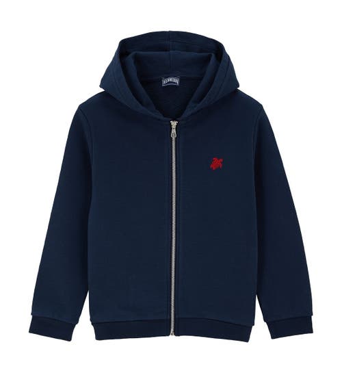 Shop Vilebrequin Kids' Hooded Front Zip Sweatshirt In Bleu Marine