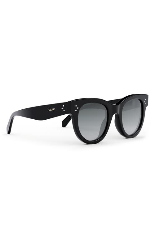 Celine Rectangular Sunglasses In Shiny Black/gradient Smoke