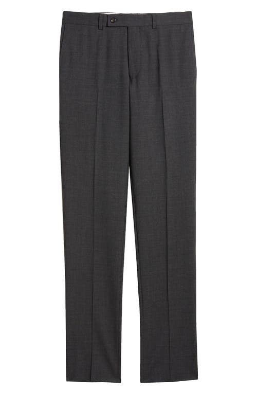 Jack Victor Patrick Flat Front Stretch Wool Dress Pants In Charcoal