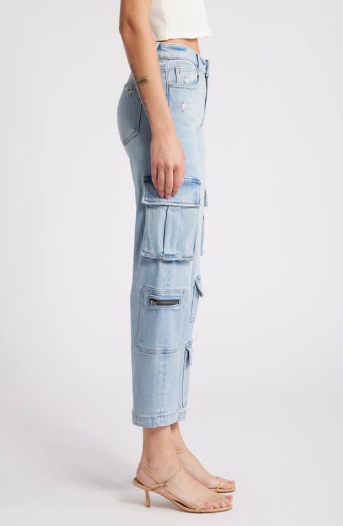 Hidden Jeans Mid Rise Ankle Straight Leg Cargo Jeans In Light Wash