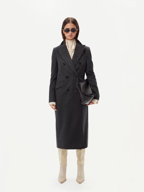 Gobi Mongolian Cashmere Cashmere Peak Lapel Long Coat In Charcoal