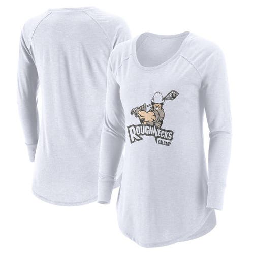 ADPRO Sports Women's White Calgary Roughnecks Primary Logo Tri-Blend Long Sleeve T-Shirt