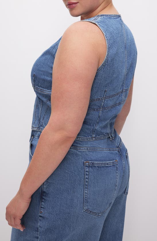 Shop Good American Crop Denim Vest In Indigo599